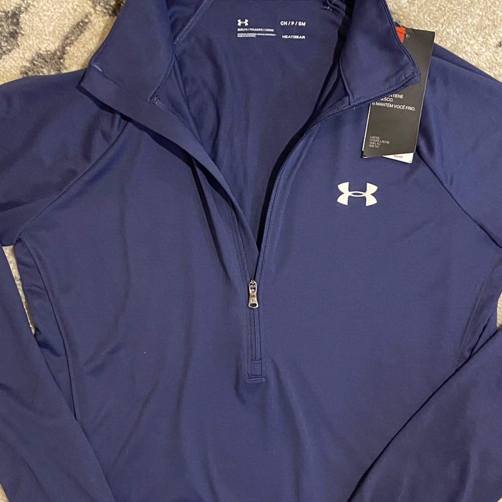 Blue quarter zip light weight long sleeve Under Armer shirt